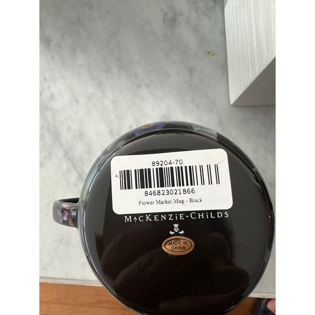 Mackenzie Childs MacKenzie-Childs 4 Hand-Decorated Stainless Steel Flower Market Mugs With MacKenzie-Childs Flower Market Serving Bowl - Set of 5 For Sale - Image 4 of 6