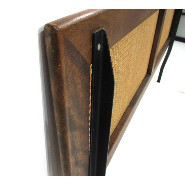 Mid 20th Century George Nelson Full Sized Walnut Caned Headboard for Herman Miller For Sale In Cincinnati - Image 6 of 10