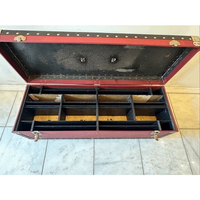 Vintage Mole Richardson Co Maroon Red Specialty Luggage Travel Trunk For Sale In Pittsburgh - Image 6 of 8