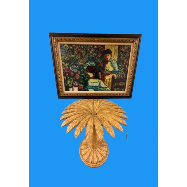 Donald Purdy ( American, 1924 - 2016) Oil on board depicting a figural flower shop with an intimate interior scene with...