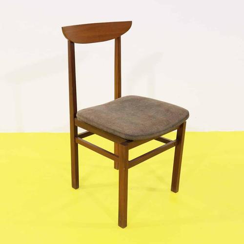 Wooden Chair with Brown Upholstered Seat For Sale - Image 11 of 11