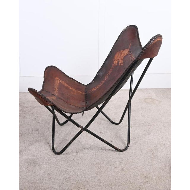 Vintage Moroccan Butterfly Chairs with Leather Campaign Seats, Set of 2 For Sale - Image 3 of 8