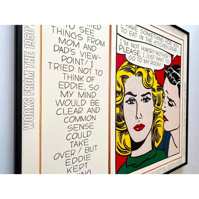 Off-white Roy Lichtenstein Vintage 1985 Lithograph Print Framed Large Pop Art Exhibition Poster " Eddie Diptych " 1962 For Sale - Image 8 of 15