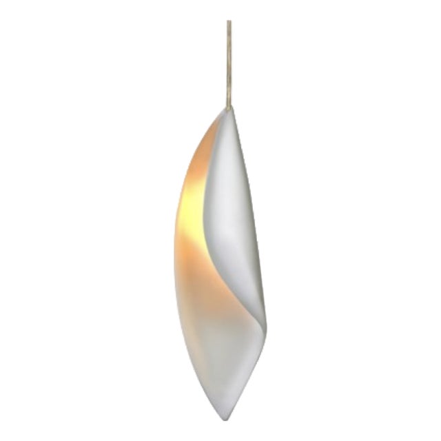 Leaf by Oggetti White Ceramic Pendant Light, Clear Cord For Sale