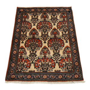 Shahre Babak Rug 3’2” X 4′ Ivory Wool Vintage Traditional Hand-Knotted Carpet