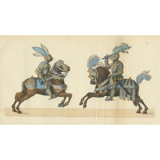 Litho of Knights in Jousting Armor on Caparisoned Horses, 1842, Paper For Sale - Image 6 of 7