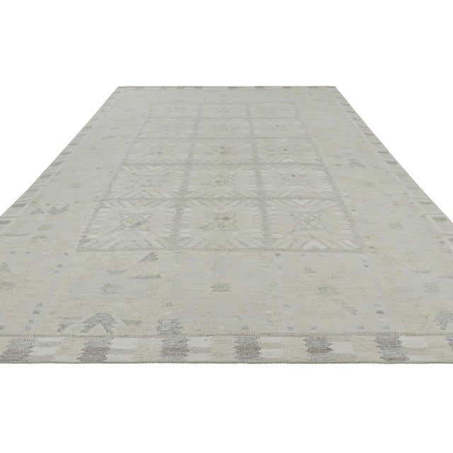 2010s Rug & Kilim’s Scandinavian Style Rug, Cream White and Gray Geometric Patterns For Sale - Image 5 of 8