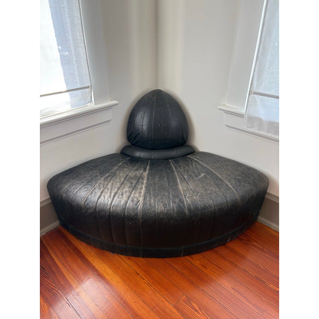 1980s Post Modern Roche Attributed to Roche Bobois Leather Round Chairs For Sale - Image 10 of 12