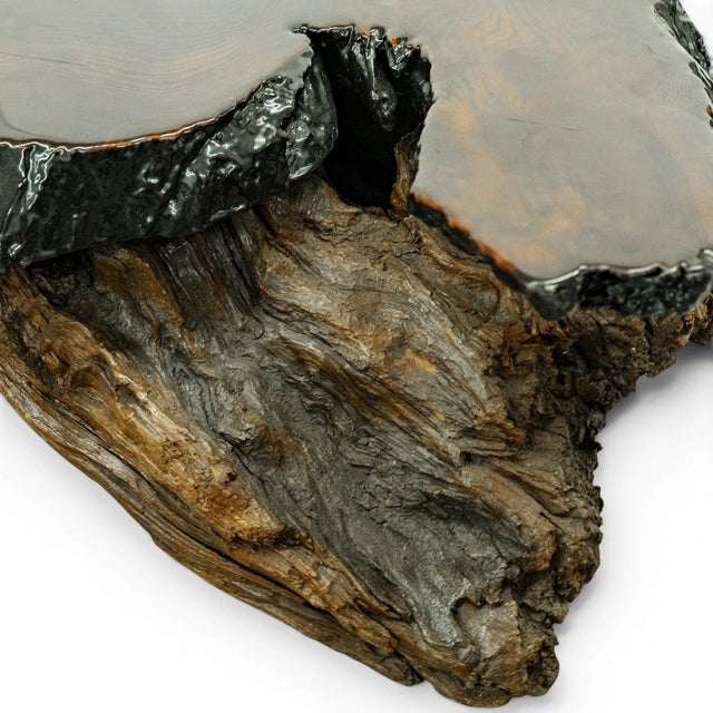 1970s 50 Inch Long 1970s Redwood Burl Coffee Table With Root Base For Sale - Image 5 of 7