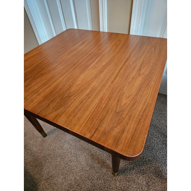 Mid 20th Century Mid-Century Walnut and Brass Square Side Table For Sale - Image 5 of 13