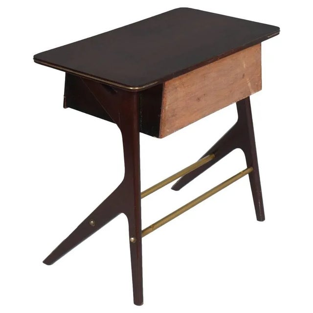 Mid-Century Console with Drawer in Mahogany & Brass For Sale - Image 6 of 7