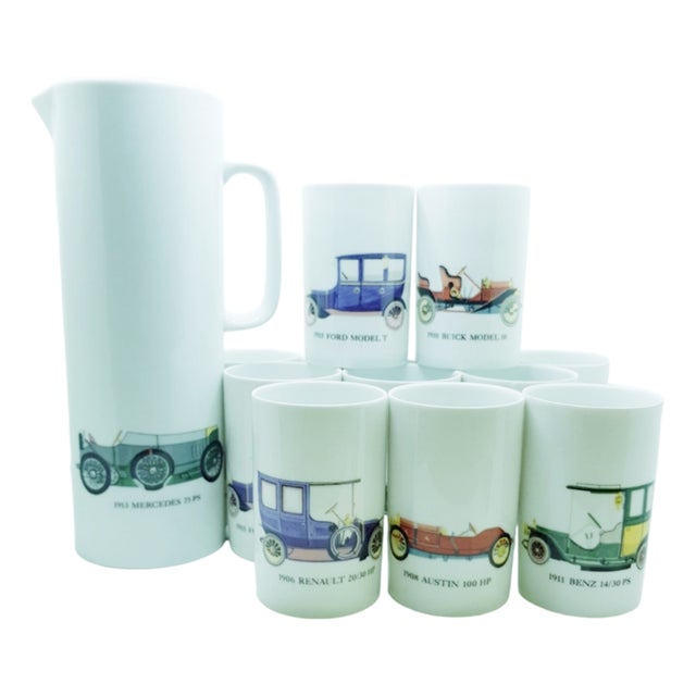 Porcelain Oldsmobile Drinks Set, 1970s, Set of 13 For Sale