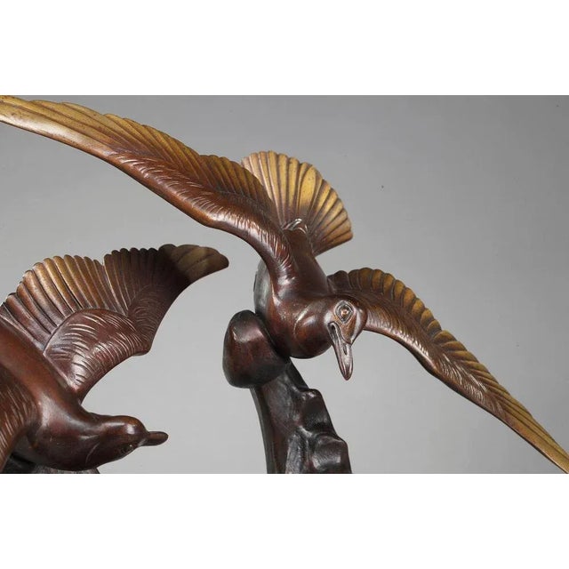 Black Bronze Flying Gulls Figure by Enrique Molins For Sale - Image 8 of 16
