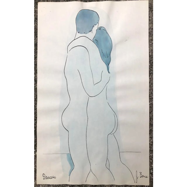 Set of four watercolors of nude dancers from the estate of Chicago artist James Frederic Bone (1929-2015). Each sheet is...