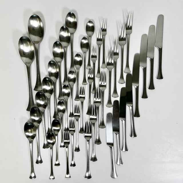 1986 Vintage Danish Boho Chic Dansk Thistle Stainless Steel Flatware, 8 Place Setting - 42 Total Pieces For Sale - Image 9 of 14