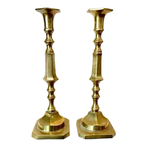 Brass 10” Candle Holders – a Pair