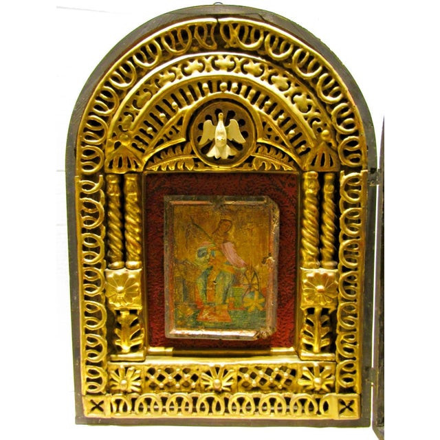 Religious Rare Antique Icon of St. Catherine of Alexandria in a Kiot Shadow Box For Sale - Image 3 of 18