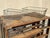 Industrial Antique Industrial Distress Gray Wooden Rolling Shelf Storage Cart Store Display For Sale - Image 3 of 12