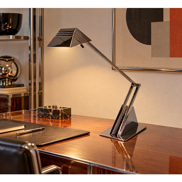 Mid-Century Modern Art Deco Style Architectural Geometric Desk Lamp from Hillebrand Leuchten, 1980s For Sale - Image 3 of 18