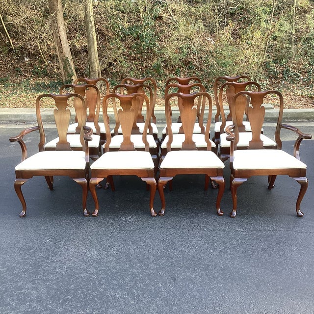 Mid 20th Century of 12 Restored Solid Mahogany Queen Anne Dining Chairs For Sale - Image 10 of 10