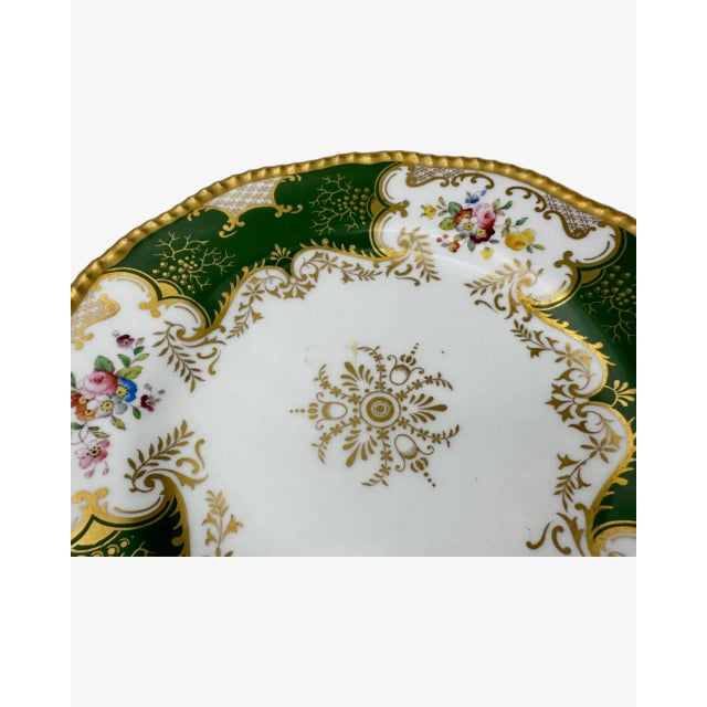 Late 19th Century Antique Coalport England Green Floral Porcelain Salad Plate For Sale - Image 5 of 10