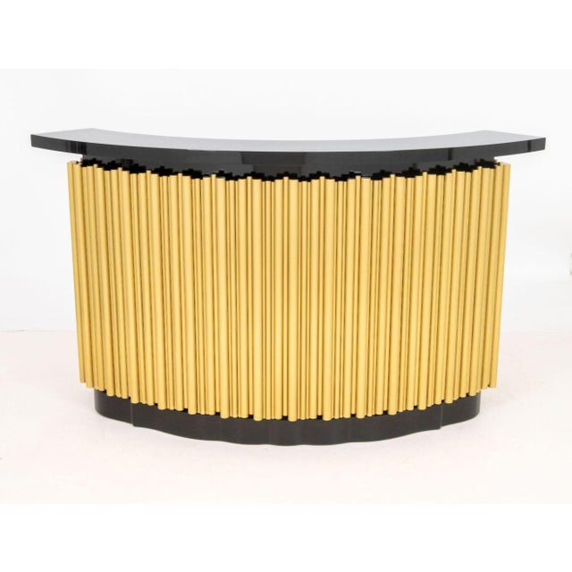 Art Deco Style Black Lacquered & Brass Bar Cabinet For Sale - Image 9 of 10