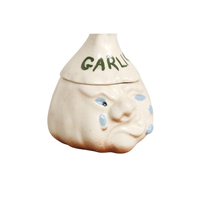 1960’s Japanese Ceramic Garlic Keeper Lidded Jar For Sale - Image 4 of 5