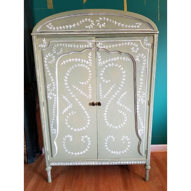 Vintage French Country Hand-Painted Armoire For Sale - Image 11 of 11