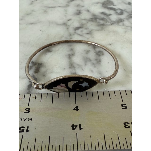 Sterling Silver, Black, Abalone Shell Bracelet For Sale - Image 4 of 6