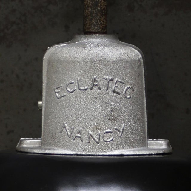 Black Vintage Industrial French Black Enamel Factory Wall Light For Sale - Image 8 of 11