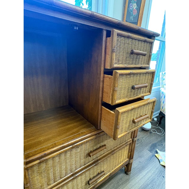 Mid 20th Century Mid 20th Century Henry Link Faux Bamboo Gentelmen's Chest For Sale - Image 5 of 14
