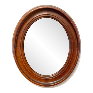 Antique Classical Walnut Oval Mirror For Sale
