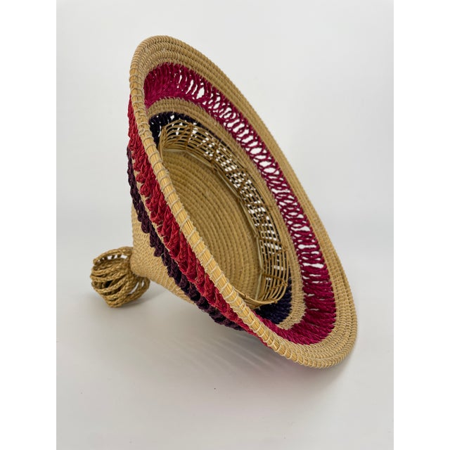 Basotho / Mokorotlo Straw Hat - Pink & Purple For Sale - Image 4 of 6