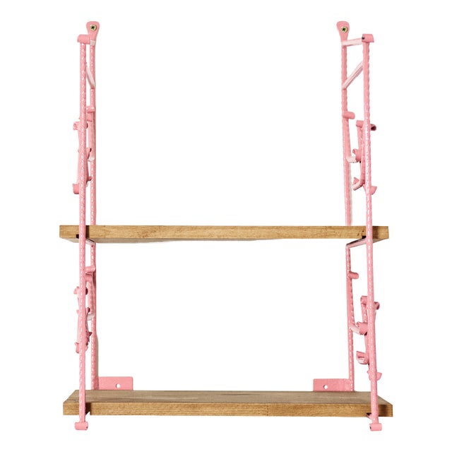 Pink Shelves in Metal and Wood, 1970s For Sale