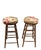 American Pair Mid 20th Century Turned Walnut and Upholstered Barstools For Sale - Image 3 of 8