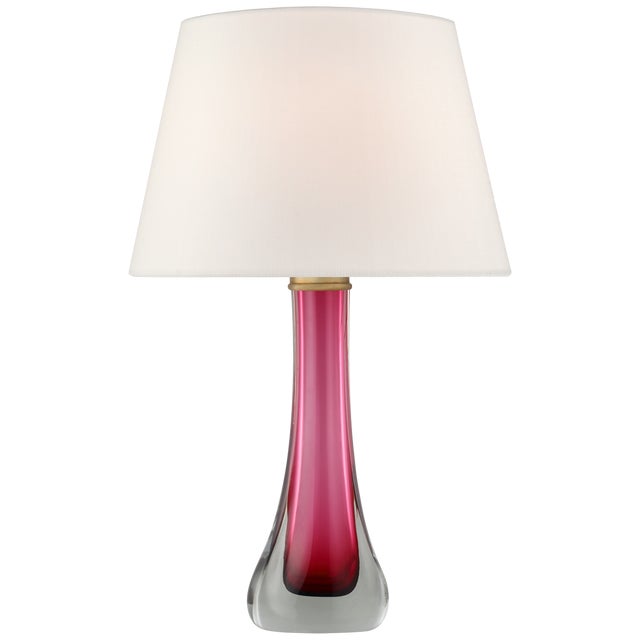 Modern Julie Neill for Visual Comfort Signature Christa Large Table Lamp in Cerise with Linen Shade For Sale - Image 3 of 5