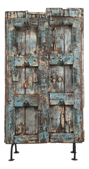 Indian Door in Solid Weathered Wood on Legs