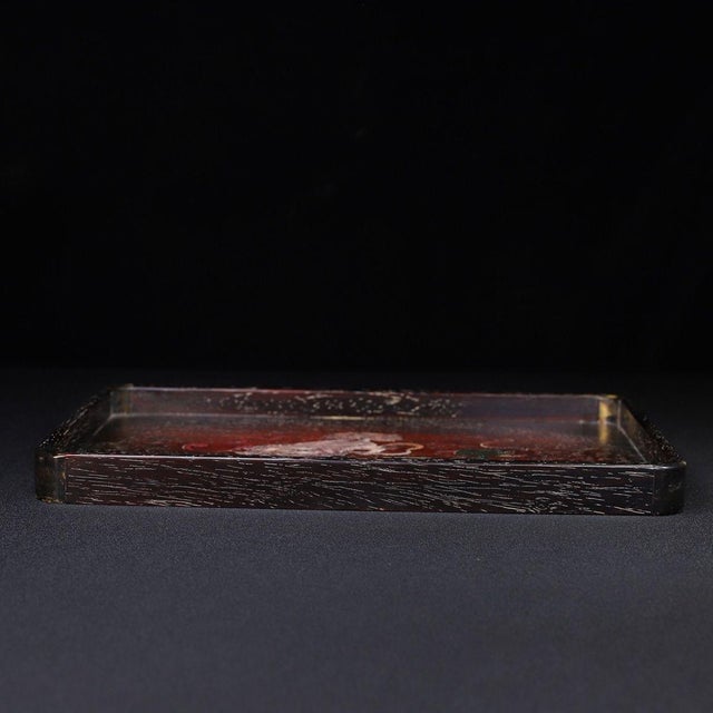 Rosewood Tray Inlaid With Mother-of-Pearl Lion Motif For Sale - Image 9 of 10