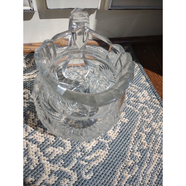 Antique Large Heavy Cut Glass Water Pitcher For Sale - Image 9 of 12