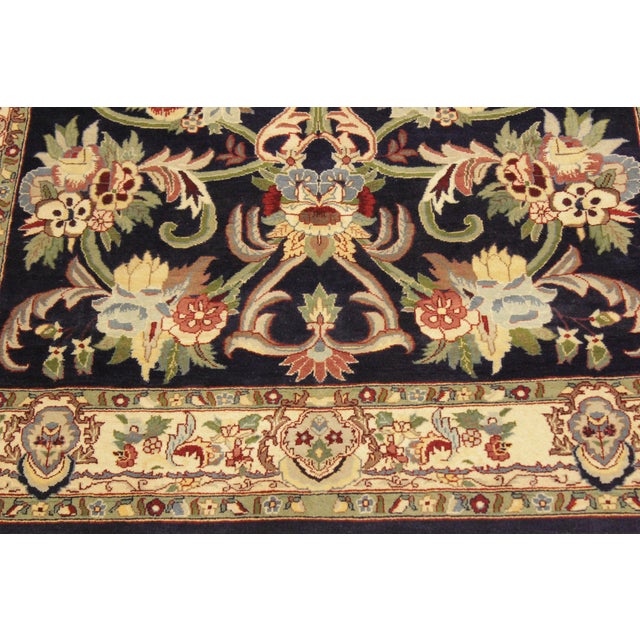 1990s Shabby Chic Anarkali Pak-Persian Blue/Beige Wool Rug - 4'0'' X 6'1'' For Sale - Image 5 of 9