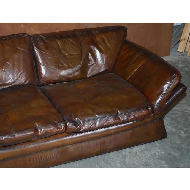 Low Mid-Century Modern Brown Leather Sofa For Sale - Image 3 of 17
