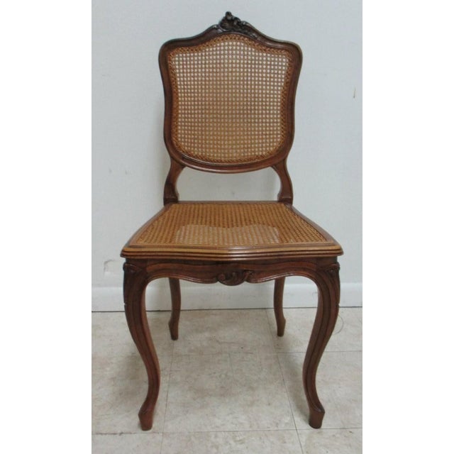 Antique Quality French Country Carved Cane Vanity Armchair Petite For Sale In Philadelphia - Image 6 of 11