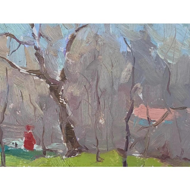 Rural Landscape Antique Painting Original Soviet Art Ukrainian Artist Sokolovsky G. 21-28 1963 For Sale - Image 4 of 6