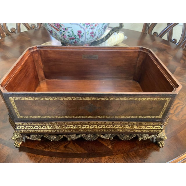 Mid 20th Century Maitland-Smith Leather Rectangle Box Sherwood Brass Mounts For Sale - Image 10 of 12