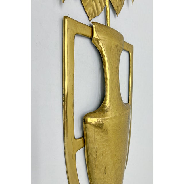Vintage Brass and Copper Wall Sculpture Flowers in Vase, 1970s For Sale - Image 11 of 18
