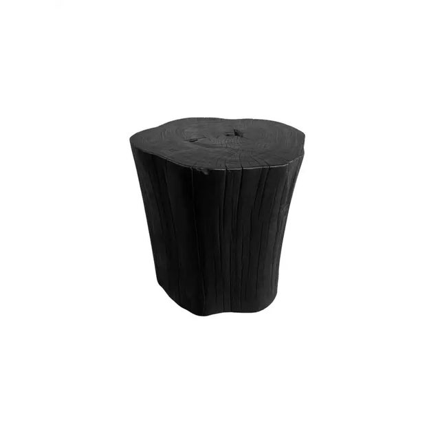 Tree Trunk Side Table Solid Teak Wood Burnt Finish Modern Organic For Sale - Image 6 of 8