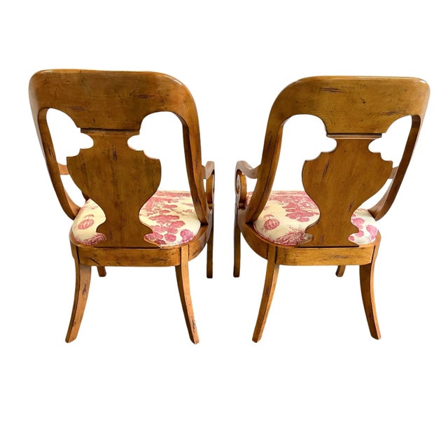 Vintage Biedermeier Style Upholstered Arm Chairs by Drexel Heritage - a Pair For Sale - Image 12 of 12