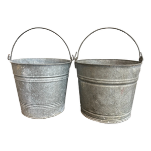 Vintage Zinc Buckets, Pair