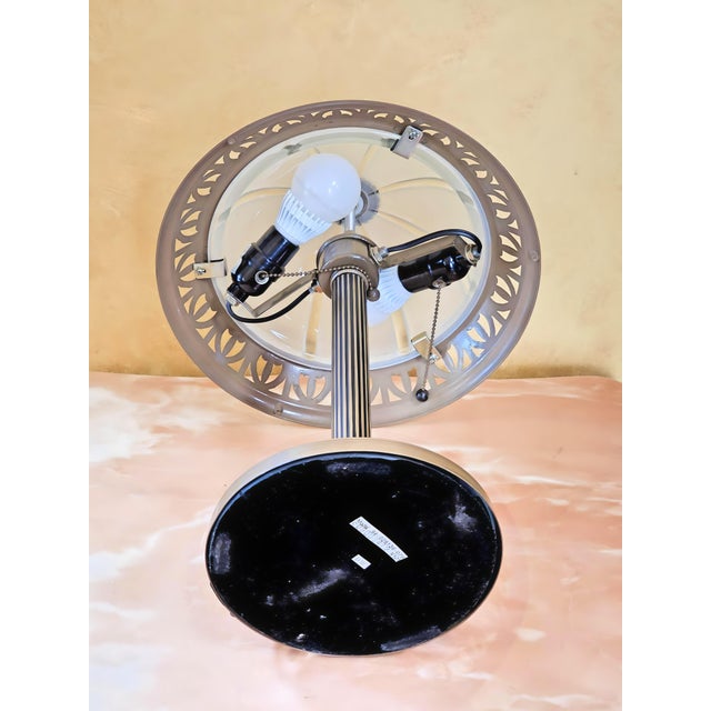 Vintage Desk Lamp With Frosted Glass Shade and 2 Pull Chain Switches For Sale - Image 10 of 12