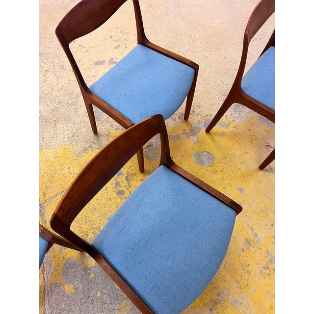 Light Blue Upholstered Teak Chairs by Vilhelm Wohlert for Poul JeppesensMöbelfabrik, 1956, Set of 4 For Sale - Image 9 of 11